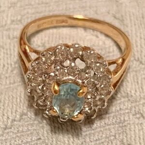 14K Yellow Gold Plated Aquamarine Ring